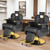 KIIUMI Barber Salon Chair Reclining Black Gold, Hydraulic Barbershop Chairs