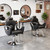 Salon Barber Chair, Reclining Salon Chair for Hair Stylist, Styling Chair with Height Adjustable & Thickened Seat, 360° Braiding Armchair, Detachable Headrest, for Shampoo, Barbershop, Black Silver