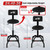 FreekyFit Shop Stool with Backrest, Mechanic Garage Stool for Workshop, Adjustable Shop Stools Chair, Padded Workbench Stools for Men Women, 300 LBS Capacity, 360° Swivel PVC Seat, Heavy Duty, Black