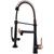 AIMADI Black and Gold Kitchen Faucet with Pull Down Sprayer,Matte Black