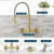 AIMADI Brushed Gold Kitchen Faucet,Wall Mount Faucet 8 Inch Center