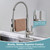TOYWIA LED Kitchen Faucets with Pull Down Sprayer, Brushed Nickel Modern Single Handle Stainless Steel Pull Out Spring Sink Faucet with LED Light for RV Bar Farmhous Laundry Outdoor