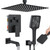 Bathtub Shower Faucet Set with Pressure Balance Valve, 12" Ceiling Mount Shower System with Tub Spout Multi-function Handheld Head Push Button Diverter Shower Trim Kit, Matte Black
