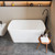 49" Acrylic Freestanding Bathtub - Japanese Square Soaking Tub with Built-in Seat & Toe-Tap Drain, Glossy White Finish, CUPC Certified