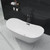 59 Inch Freestanding Bathtubs, White Acrylic Free Standing Bathtub, Modern Soaking Tub with Integrated Overflow & Chrome Drain for Bathroom Remodel