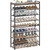Larzonic 8 Tier Shoe Rack Organizer for 32-40 Pairs, Tall Metal Shoe Storage Shelf with Wood Top, Adjustable Boot Space, Narrow Design for Entryway Closet, Rustic Brown and Black