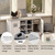 AnSafity 39.3" Shoe Storage Bench with Cushion, 6 Open Cubbies, 2 Cabinet