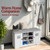 AnSafity 39.3" Shoe Storage Bench with Cushion, 6 Open Cubbies, 2 Cabinet
