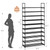 WEXCISE Shoe Rack for Entryway 10-Tiers Large Capacity Metal Shoe Rack Organizer with Two Hooks Holds Shoes and Boots Free Standing Tall Shoe Shelf for Closet/Bedroom/Garage/Hallway Black
