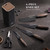 Astercook Knife Set, 6-Piece Kitchen Knife Set with Block, High Carbon Stainless Steel Ultra Sharp Kitchen Knives, Wood Grain Handle, Dishwasher Safe Knife Block Set, Black, Kitchen Utility Knives