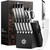 ASETY Kitchen Knife Set, 15 PCS One-Piece Stainless Steel Knife Block Set