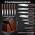 CoquusAid 15-Piece Kitchen Knife Set with Rubber Wood Block, New Upgrade