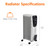 Amazon Basics Portable Oil Radiator Heater, Indoor Use, 3 Heat Settings, Over-Heat Protection, ETL-certified Safety, 7 Oil-Filled Steel Fins, 1500W, Tip-Over Protection, 11"D x 14.8"W x 25.2"H, White