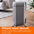 Amazon Basics Portable Oil Radiator Heater, Indoor Use, 3 Heat Settings, Over-Heat Protection, ETL-certified Safety, 7 Oil-Filled Steel Fins, 1500W, Tip-Over Protection, 11"D x 14.8"W x 25.2"H, White