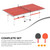 Mid-Size Table Tennis Table, Foldable & Portable Professional Ping Pong Table for Indoor & Outdoor Games with Net, 2 Table Tennis Paddles and 3 Balls,Easy to assemble (Red, 8FT)