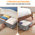 OIAHOMY 2 Pack 53L Under Bed Storage with Adjustable Dividers, 6" Low Profile Underbed Storage Bins for Comforters & Clothes, Save Closet Space with Clear View Lid & Reinforced Handles, Grey