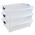 Gloreen 3 Pack Large Under Bed Storage Boxes with Wheels, 50 Quart, Clear