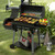 Grills House CC1831M Barrel Charcoal Grill with Offset Smoker Black
