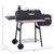 Charcoal BBQ Grill 48" Steel Offset Smoker Combo with Wheels
