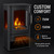 Three-Sided Electric Fireplace with Remote, 2-Stage with Heater, Thermostat & Timer, Iron+Glass+Plastic, Adjustable Flame, Home & Kitchen Cozy Heating, US Plug