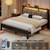 Ornellae Full Size Bed Frame with LED Lights and Charging Station, Grey