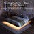 Novilla Floating Solid Wood King Size Bed Frame with Motion Sensor LED Light & Charging Station, Heavy Duty Platform Bed Frame, Noise-Free, No Box Spring Needed, Walnut Finish