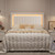 SHA CERLIN Full Size Velvet Bed Frame with LED Light, White