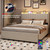 Queen Bed Frame with 4 Drawers and Storage Headboard, Upholstered Platform Bed Frame Queen Size with Led Lights and Handy Charging Station, No Box Spring Needed, Easy Assembly, Noise Free, Beige