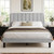 VECELO Queen Size Bed Frame with Upholstered Headboard, Velvet Platform Bedframe Mattress Foundation, Strong Wood Slat Support, No Box Spring Needed,Light Grey