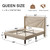 Einhomn Queen Size Upholstered Bed Frame with Charging Station, Platform Bed Frame with Storage Headboard, Solid Wood Slats Support, No Box Spring Needed, Beige