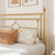 Allewie Queen Size Metal Platform Bed Frame, Victorian Headboard, Gold