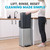 SIMPLI-MAGIC Fluted Kitchen Trash Can, 13 Gallon (50L), Soft-Close Lid, Hands-Free Foot Pedal, Removable Inner Bucket, Silver