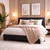 Allewie Full Size Faux Leather Bed Frame, Adjustable Headboard, Black