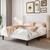 SHA CERLIN Full Size Velvet Bed Frame, Tufted Wingback Headboard, White