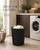 KINGFOM PU Leather Office Trash Can Black Waste Paper Basket (Black)