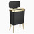 Yatgowell Bathroom Trash Can 4 Gallon, Dog Proof Trash Bin with Press Top Lid, Black Office Waste Basket with Gold Edge, Tall Narrow Garbage Cans for Kitchen, Toilet, Living Room, Bedroom