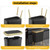 Yatgowell Bathroom Trash Can 4 Gallon, Dog Proof Trash Bin with Press Top Lid, Black Office Waste Basket with Gold Edge, Tall Narrow Garbage Cans for Kitchen, Toilet, Living Room, Bedroom