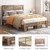 YHJIV Wood Queen Bed Frame with Headboard, Vintage Brown