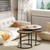 aboxoo Coffee Table Nesting Round Table Set of 2 Side Table with Sturdy Metal Frame for Living Room Bedroom Apartment Modern Industrial Simple Nightstand,Rustic Brown