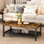 AWQM Coffee Table Industrial Coffee Table with 2 Square End Side Tables, Modern Living Room Table Set with Metal Frame for Apartment Home Office, Rustic Brown Set001