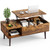 OLIXIS Wooden Coffee Table, Lift Top Coffee Table with Large Hidden Compartment and Ample Storage Shelf, Lift Tabletop Dining Table for Living Room, Home Small Space, Rustic