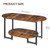 HOOBRO Coffee Table for Living Room, Oval Small Coffee Table with 2-Tier Open Storage Shelf, Industrial Cocktail Tea Table, Wooden Desktop Center Table, Farmhouse, Home Office, Rustic Brown BF09KF01