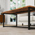 JUISSANO Coffee Table Rectangular Center Table for Living Room Open Space Side Table with Metal Frame, Easy Assembly, Black+ Rustic Brown Wood Coffee Table