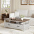 IDEALHOUSE Farmhouse Coffee Table with Drawers, 47.2” Rustic Center Table with Open Shelf and 6 Support Legs, Large Living Room Table with Storage