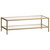Henn&Hart 54" Wide Rectangular Coffee Table with Glass Shelf in Antique Brass, Modern coffee tables for living room, studio apartment essentials