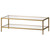 Henn&Hart 54" Wide Rectangular Coffee Table with Glass Shelf in Antique Brass, Modern coffee tables for living room, studio apartment essentials