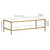 Henn&Hart 54" Wide Rectangular Coffee Table with Glass Shelf in Antique Brass, Modern coffee tables for living room, studio apartment essentials