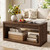 FATORRI Coffee Table with Storage Shelf, 2-Tier Wood Coffee Tables, Farmhouse Rectangular Living Room Center Table with Fluted Panel (Rustic Brown)