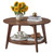 VASAGLE Round Coffee Table, 2-Tier Center Table with Storage, Tapered Legs