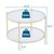 VINGLI 25.6" Small Cream White Round Coffee Table Water-Wave Glass Circle Clear Coffee Table, Center Table with 2-Tier Modern Storage Design for Living Room, Bedroom, Meeting Room, Balcony, Beige